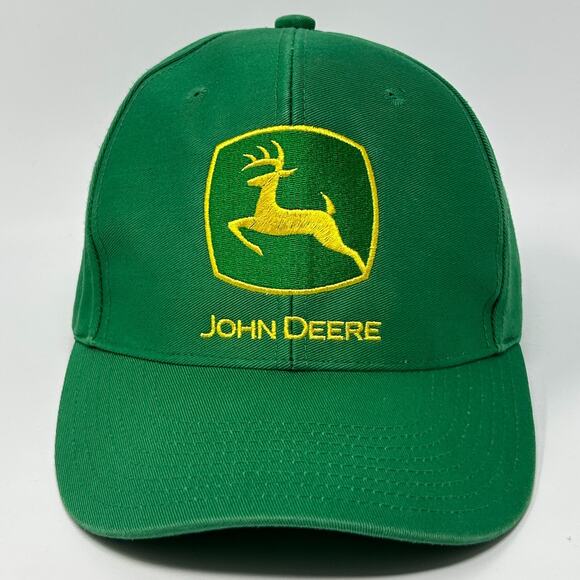 John Deere Hat Baseball Cap Green Farmer Farming Tractor Logo 6 Panel Snapback - Picture 1 of 12